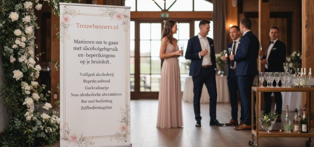 manieren-om-te-gaan-met-1-483 Welkomstbord Manieren om te gaan met alcoholgebruik en -beperkingen op je bruiloft.