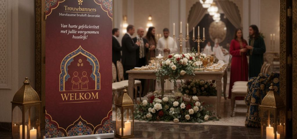 Welkomstbord Marokkaanse bruiloft decoratie