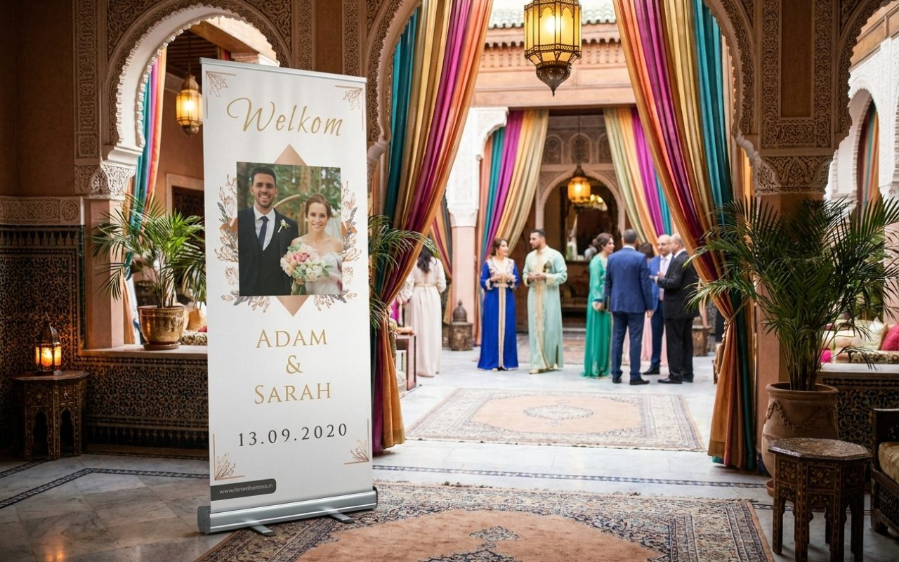 Banner huwelijk Psst, zoek je een Banner huwelijk die meteen welkom zegt? Wij zijn Trouwbanners en maken jouw trouwbanner als roll up welkomstbord, spandoek huwelijk of welkomstbord bruiloft. Met ontwerp op maat voeg je namen, datum, kleurpalet, lettertype, monogram en foto toe. Kies formaat van compact tot XL, materiaal PVC of textieldoek,…