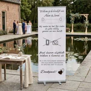 No-Pictures Banner! welkomstbord bruiloft - uitgelichte productfoto