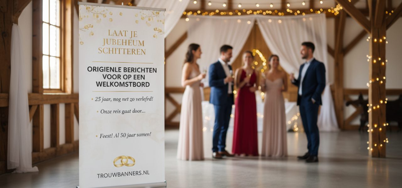 Laat je jubileum schitteren met originele berichten op je welkomstbord