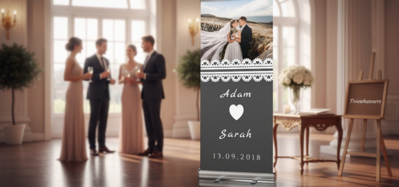 Premium welkomstbord bruiloft Premium welkomstbord bruiloft in rollup banner vorm