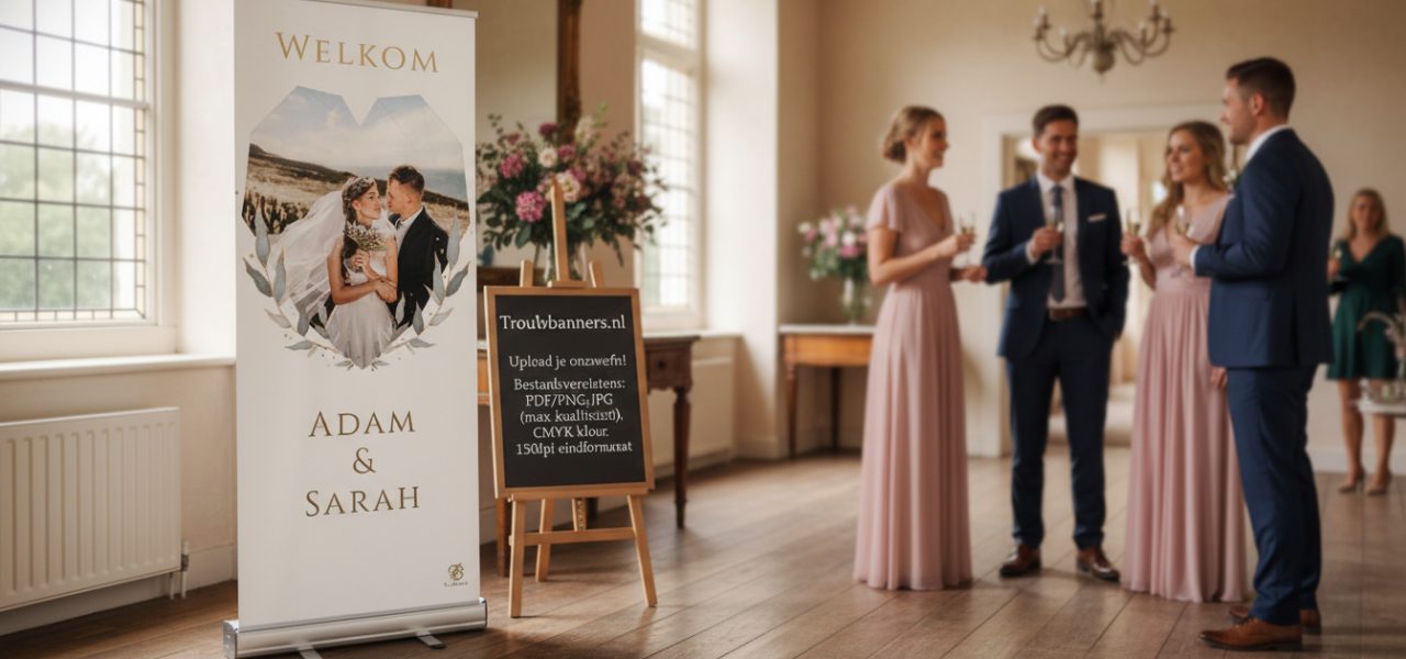 Rollup banner bruiloft ontwerp uploaden Bestandsvereisten kleur en resolutie