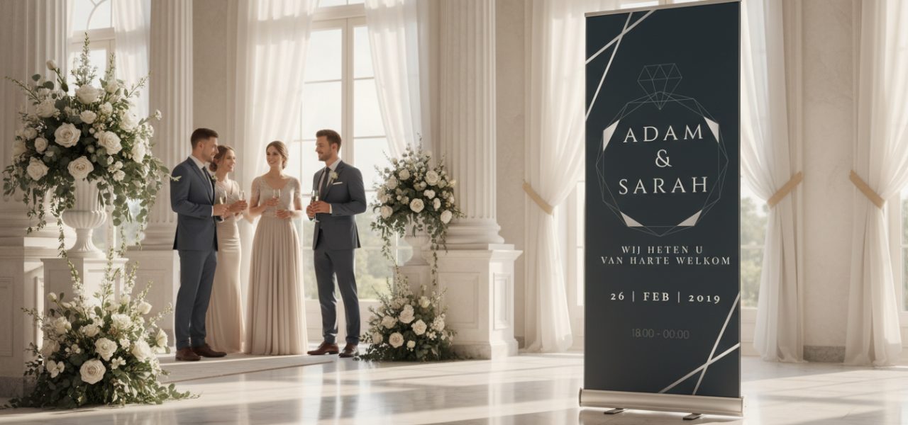Wat is een rollup banner voor de trouwzaal