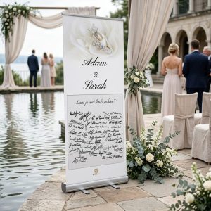 Signature banner (schrijven op banner) welkomstbord bruiloft - uitgelichte productfoto