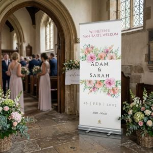 Simple double flower welkomstbord bruiloft - uitgelichte productfoto