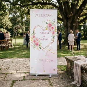 Simple flower pinky welkomstbord bruiloft - uitgelichte productfoto