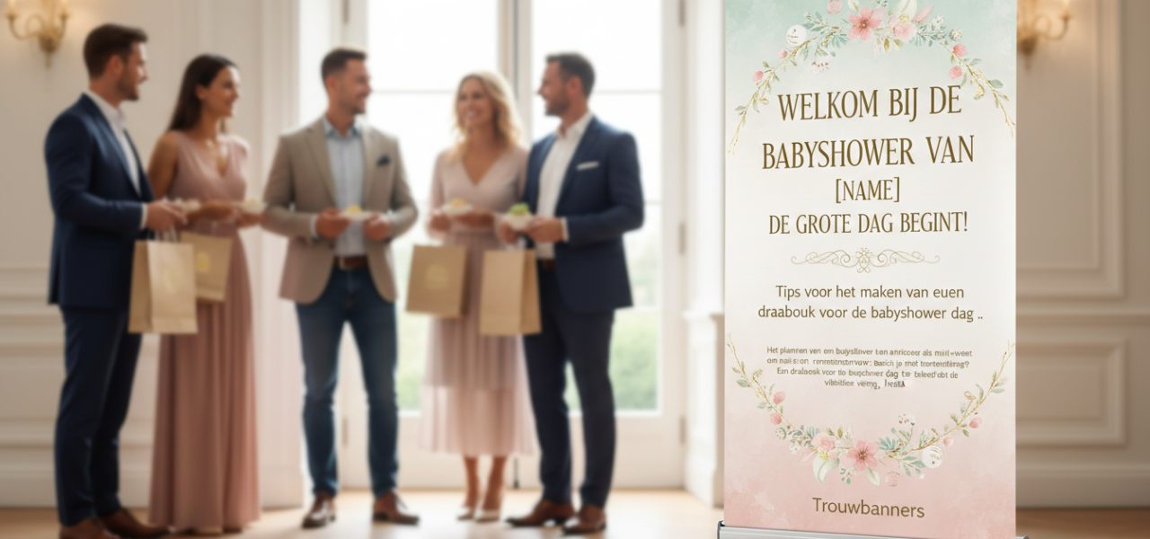 Welkomstbord Tips voor het maken van een draaiboek voor de babyshower dag.