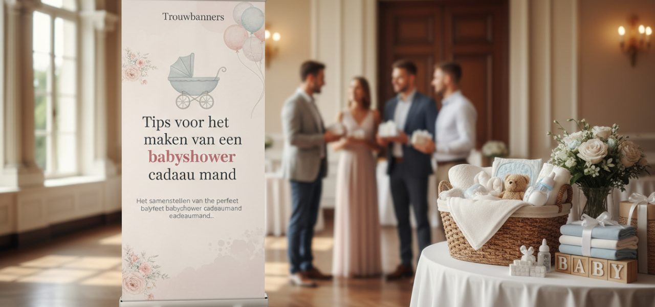 Welkomstbord Tips voor het maken van een babyshower cadeau mand.