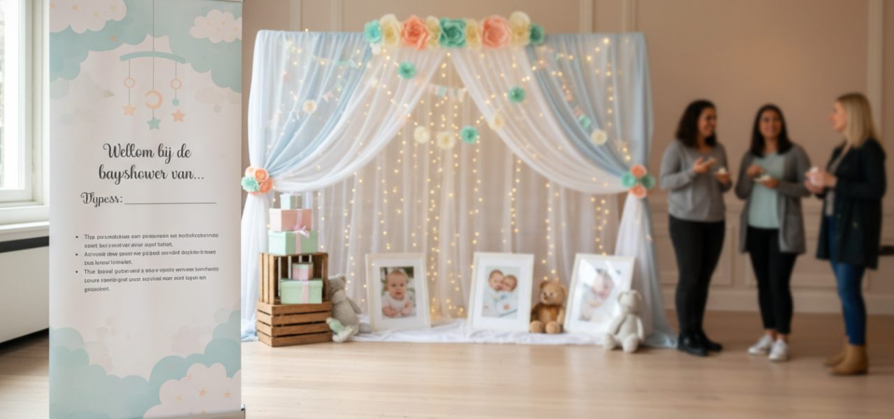 Welkomstbord Tips voor het maken van een fotomuur of backdrop voor de babyshower.
