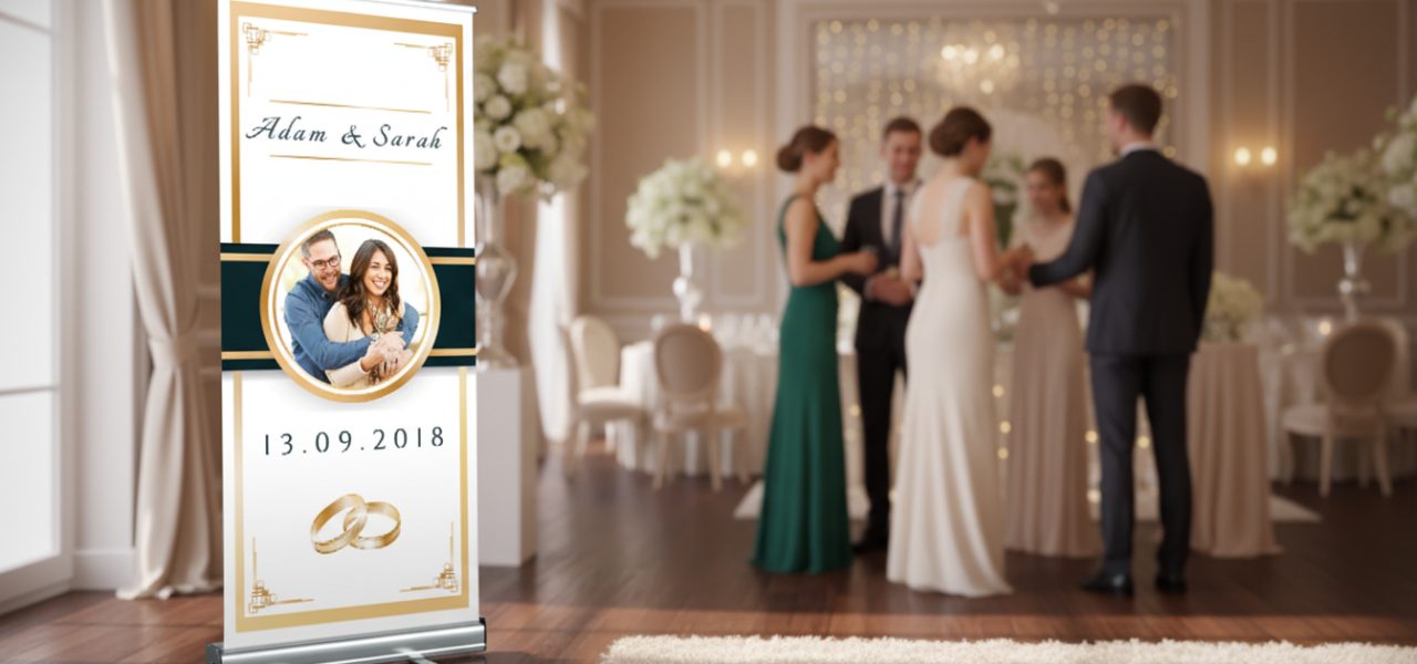 Trouwbord eigen ontwerp Trouwbord eigen ontwerp in roll up banner voor jouw bruiloft