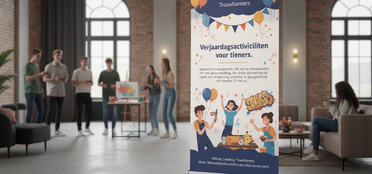 Welkomstbord Verjaardagsactiviteiten voor tieners.