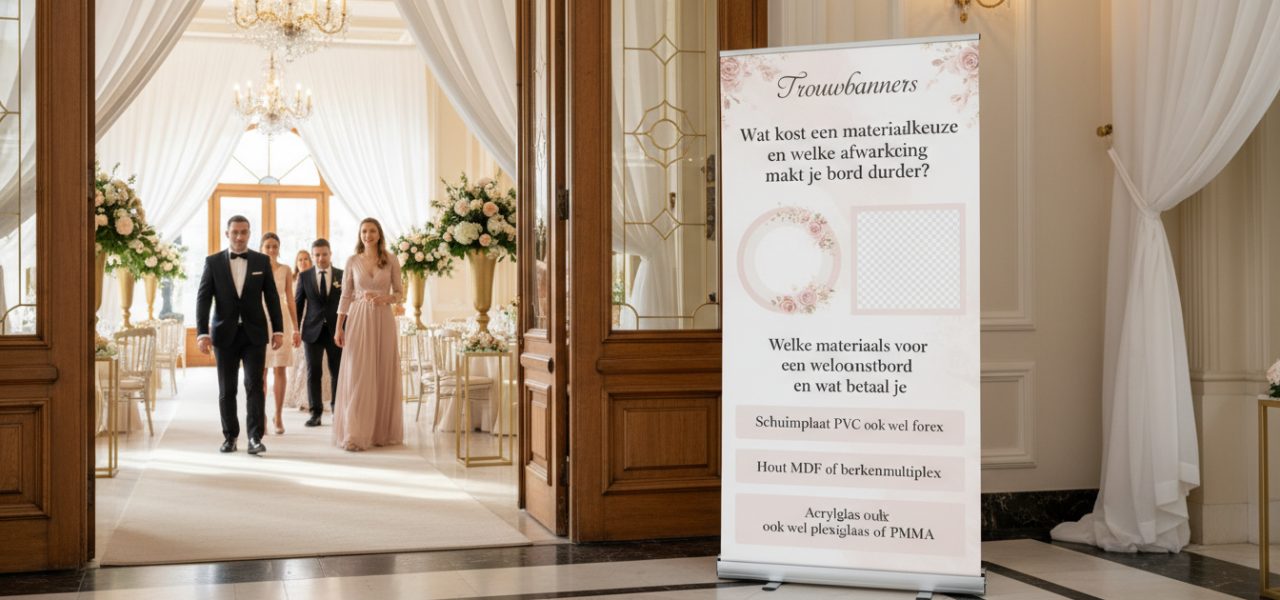 Wat kost een materiaalkeuze en welke afwerking maakt je bord duurder. Welke materialen voor een welkomstbord en wat betaal je