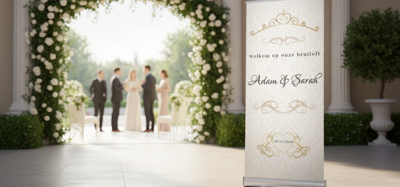 Materialen formaten en afwerking voor jouw welkomstbanner trouwlocatie