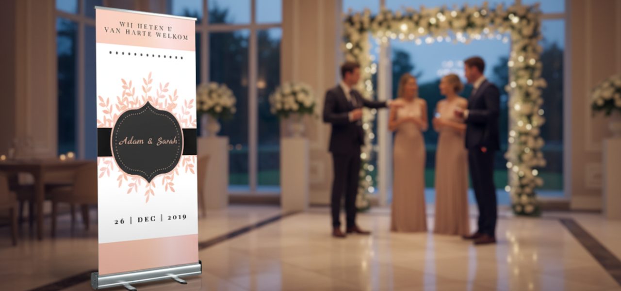 Welkomstbord avondfeest bruiloft Materialen, formaten en druktechniek voor jouw welkomstbord