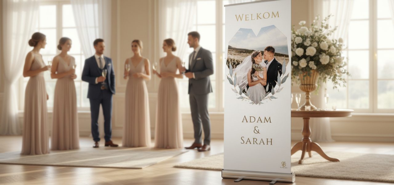 Welkomstbord bruiloft bestellen Materialen formaten en afwerking