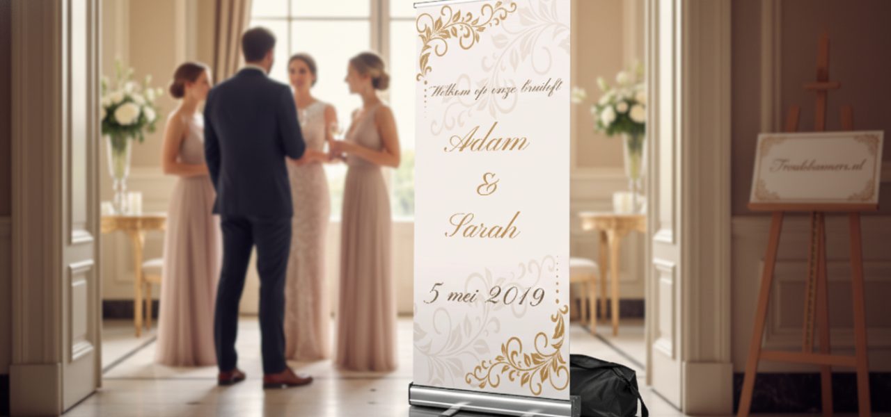 Welkomstbord bruiloft klassiek Materialen en formaten voor een rollup Welkomstbord bruiloft klassiek