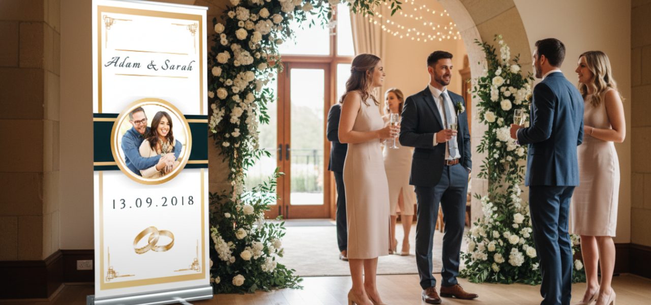 Welkomstbord bruiloft met foto dat jouw entree onvergetelijk maakt