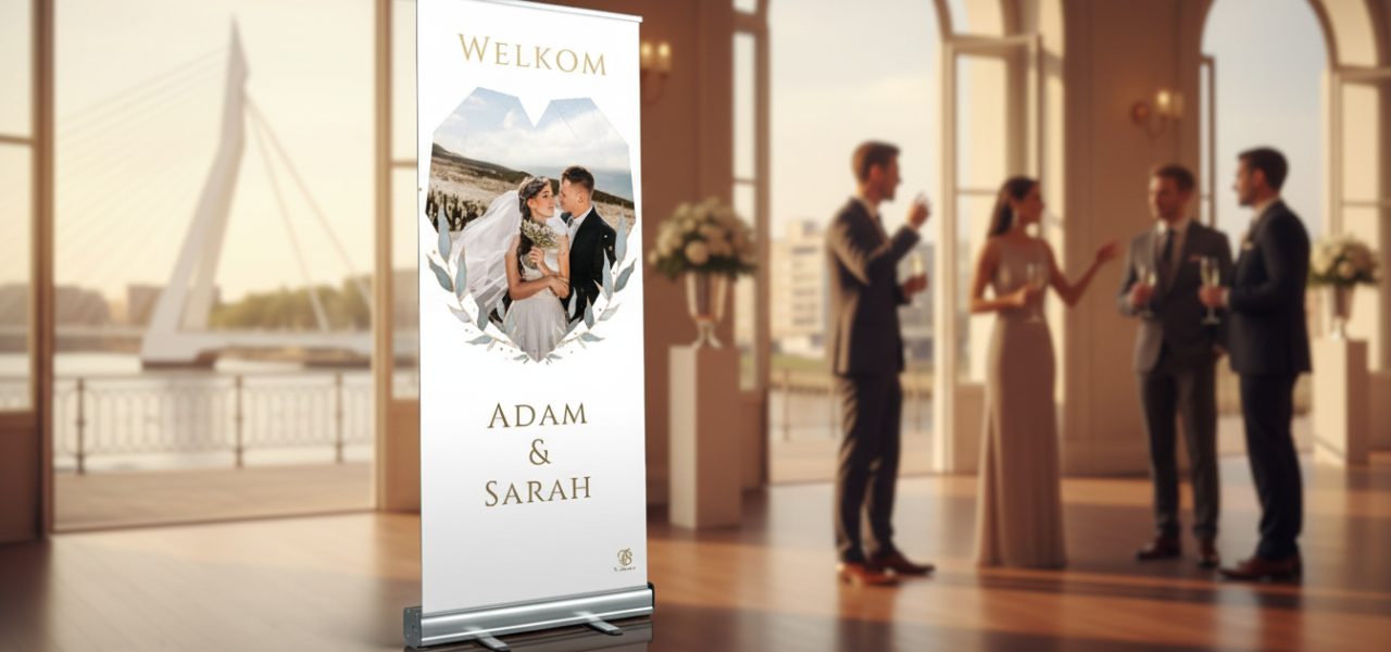 Welkomstbord bruiloft Rotterdam Wat is een welkomstbord bruiloft Rotterdam in rollup banner vorm