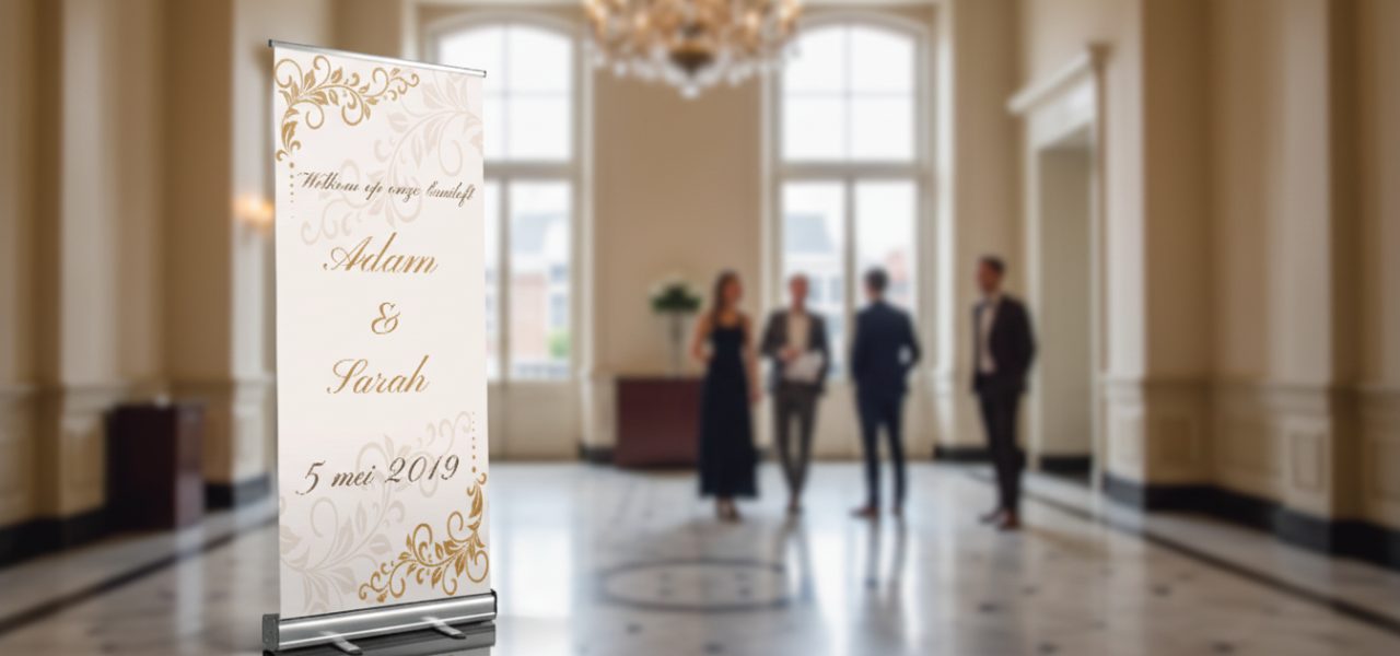 Welkomstbord bruiloft Tilburg Formaten materialen en drukkwaliteit voor tilburgse trouwlocaties