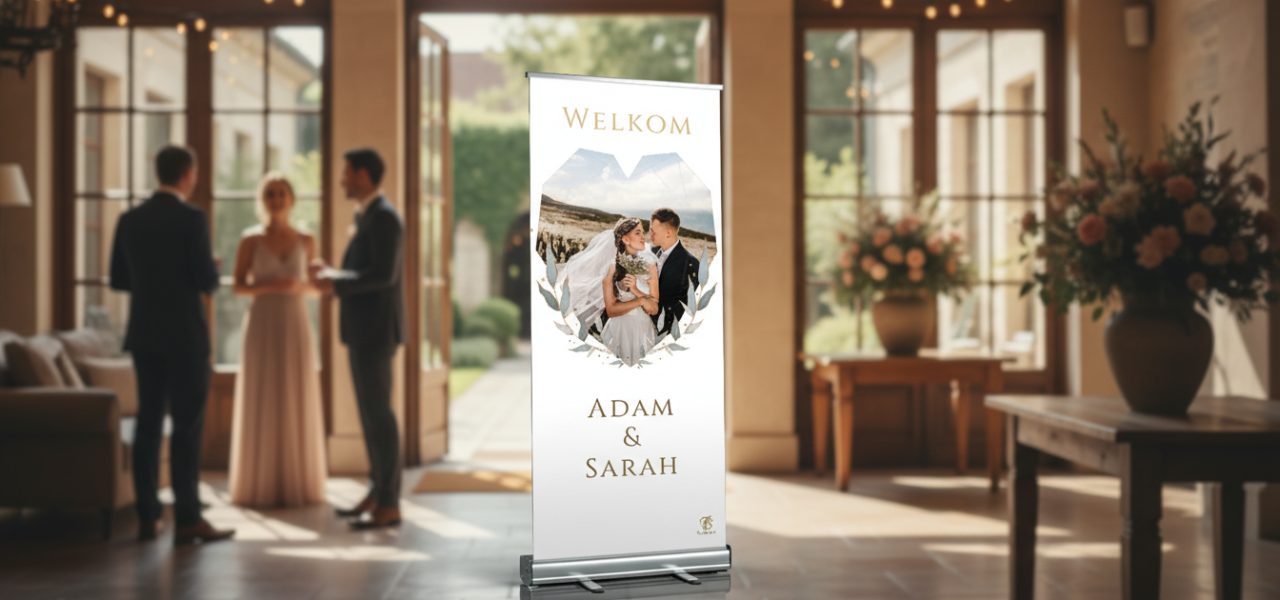 Welkomstbord bruiloft Wat is een welkomstbord bruiloft als rollup banner