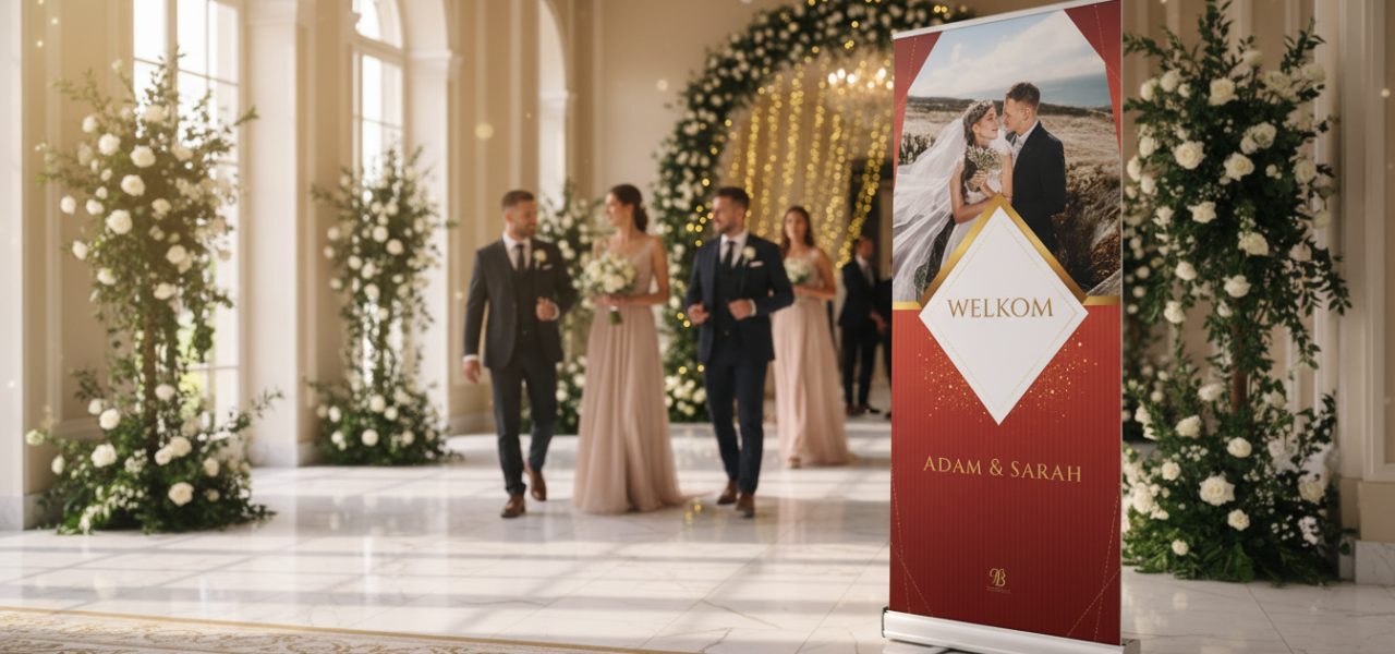 Welkomstbord huwelijk kopen als rollup banner
