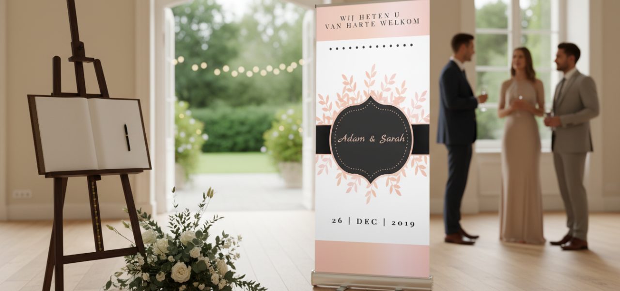 Welkomstbord huwelijk menu Keuzes in formaat materiaal en afwerking voor je menubord