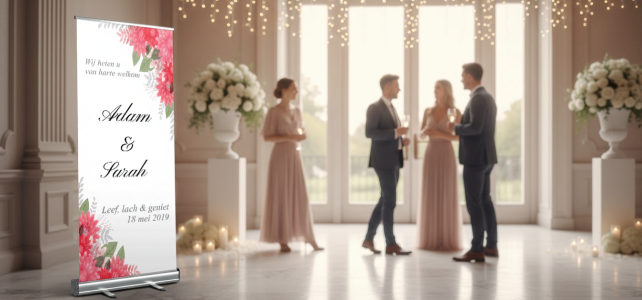 Welkomstbord huwelijk Wat is een welkomstbord huwelijk op roll up banner