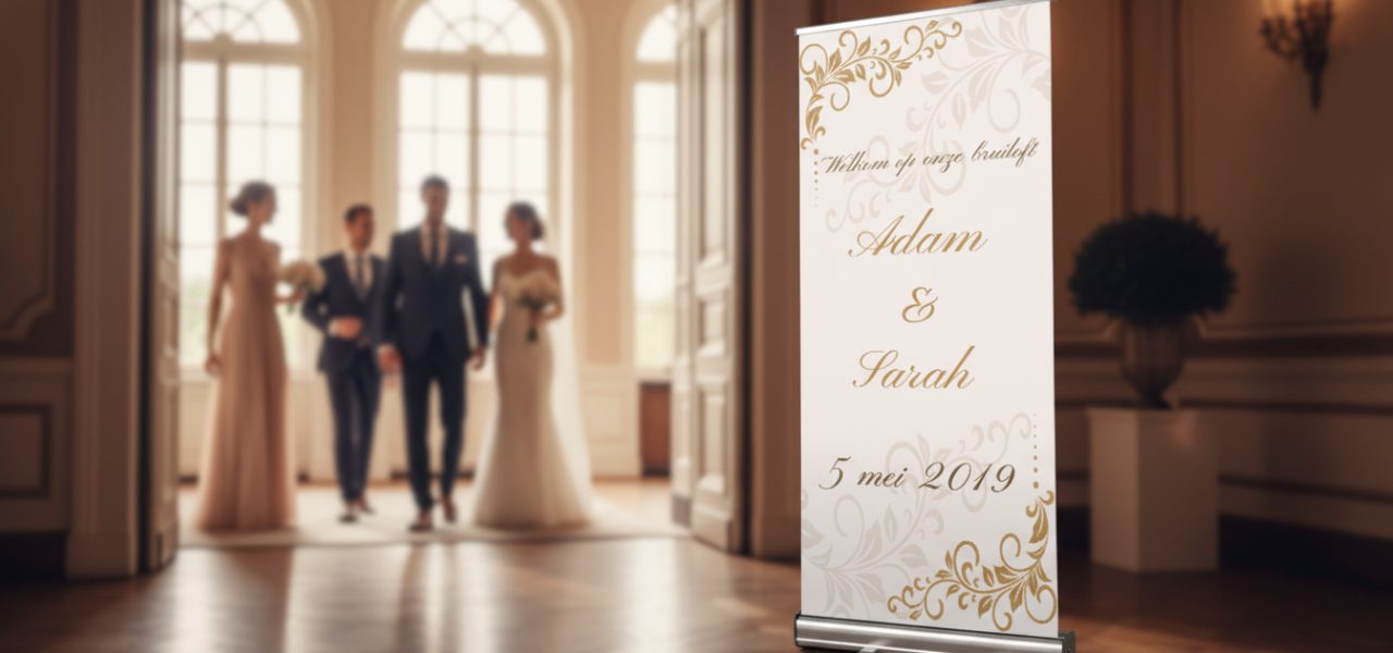 Welkomstbord trouwen Wat is een welkomstbord trouwen als rollup banner