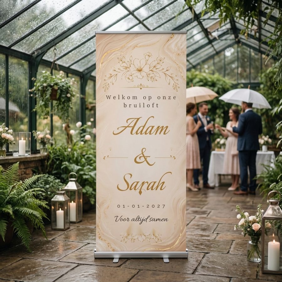 Champagne Marble Floral Champagne Marble Floral Welkomstbord Bruiloft met Luxe champagne marmer welkomstbord voor jullie bruiloft met gouden details, bloemen, namen en datum. Een elegant als uitgelichte productfoto in een realistische bruiloftssetting