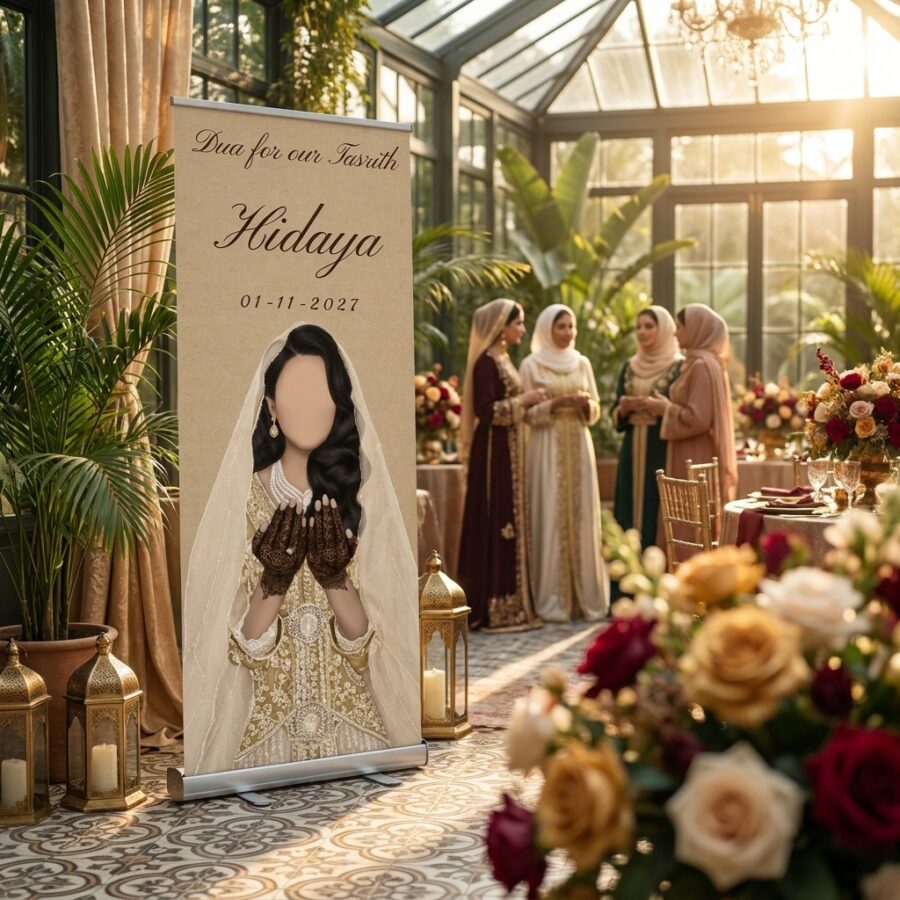 Olive – Trouwbanner (picture) welkomstbord welkomstbord bruiloft - sfeerfoto ontvangstruimte